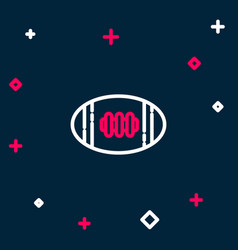 Line American Football Ball Icon Isolated On Blue