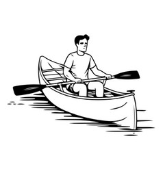 Man Rowing On A Boat In The Sea