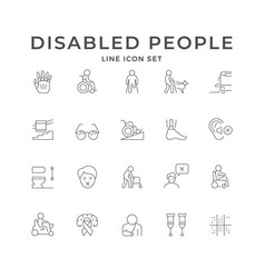 Set Line Icons Of Disabled People