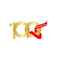 100 Year Anniversary Gold Red Ribbon Template