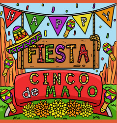 Cinco De Mayo Fiesta Colored Cartoon