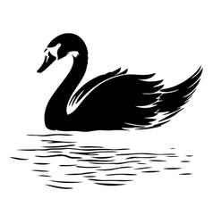 Swan On The Water In A Flat Style