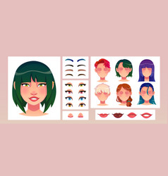 Young Woman Face Construction Set