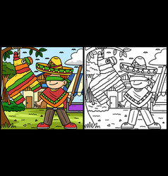 Cinco De Mayo Boy And Pinata Coloring