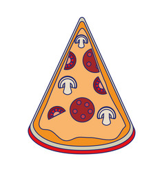 Pizza Piece Italian Food Topview Blue Lines