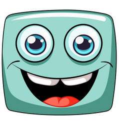 A Happy Square-shaped Cartoon Face With Big Eyes