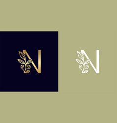 Beauty Natural Leaf Logo Letter N