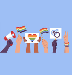 Lgbt Pride Day Diversity Multiracial People Hands