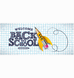 Back To School Design With Flying Rocket Pencil