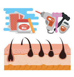 Layers Skin Structure With Hair Removal Icons