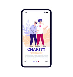 Mobile App On Phone Screen For Caring And Charity