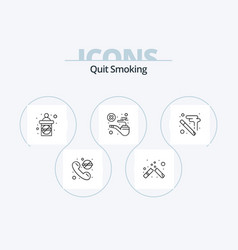 Quit Smoking Line Icon Pack 5 Icon Design