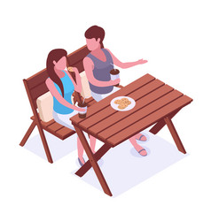 Isometric Man And Woman On Backyard People