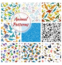 Cartoon Pattern Of Dinosaurs Fishes Birds