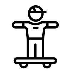 Child On Longboard Icon Outline Skate