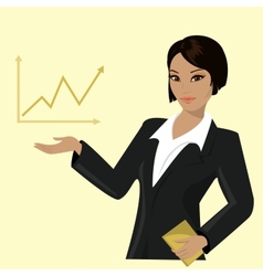 Asian Business Woman Pointing To Business Trends