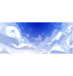 Blue Sky With Fluffy Clouds In Anime Style