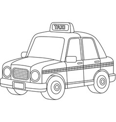 Cute Taxi Coloring Page Isolated For Kids