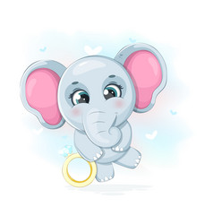 Delicate Elephant With A Gold Diamond Ring