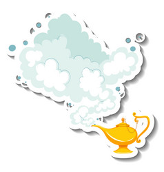 Genie Magic Lamp With Smoke Cartoon Sticker