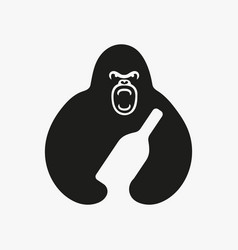 Gorilla Wine Bottle Logo Negative Space Concept