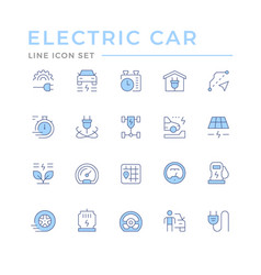 Set Color Line Icons Of Electric Car