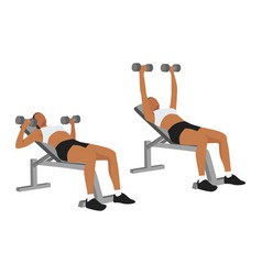 Woman doing incline dumbbell bench press exercise Vector Image