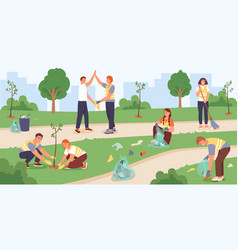 Active Youth Cleaning Territory Of Park Male