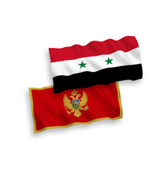 Flags Of Montenegro And Syria On A White