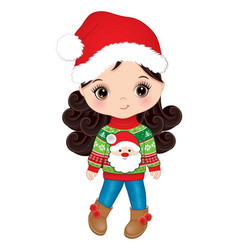 Image Of Cute Girl In Santa Claus Hat