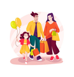 Shopping With Kids Isolated Cartoon