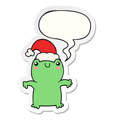 Cute Cartoon Frog Wearing Christmas Hat