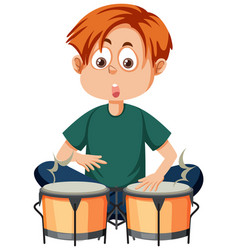 A Boy Playing Bongos