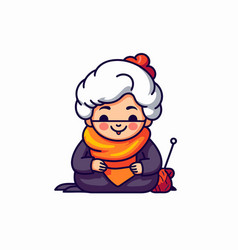 Grandmother With Knitting Needles And Ball