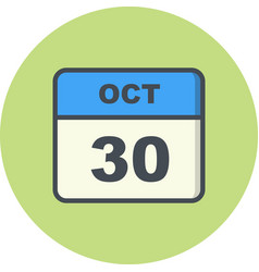 October 30th Date On A Single Day Calendar