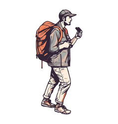 One Person Hiking With Backpack