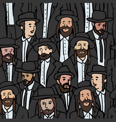 Crowd Jews Seamless Pattern Jewish Men