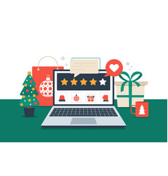 Gift Review Online On Laptop Christmas Shopping