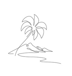 Abstract Tropical Landscape Continuous Art Line