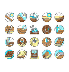 Hardwood Floor And Stair Renovate Icons Set