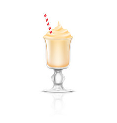 Realistic Vanilla Milkshake In Glass With Straws