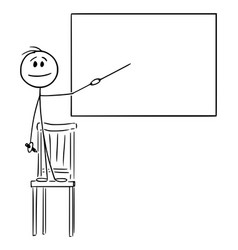 Child Pointing At Empty Whiteboard Cartoon Stick