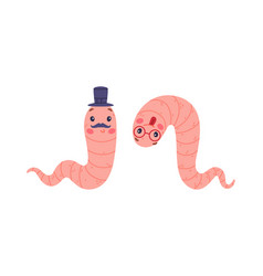 Funny Pink Worm Character With Long Tube Body