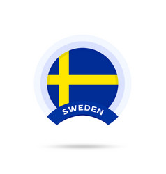 Sweden National Flag Circle Button Icon Simple