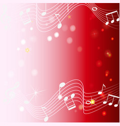 Background Design With Musicnotes On Red