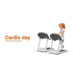 Cardio Day Woman Runs On Treadmill Female