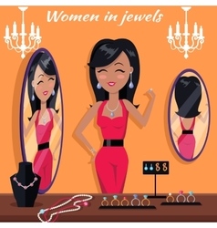 Women In Jewels Front Of Mirror Jewelry Banner