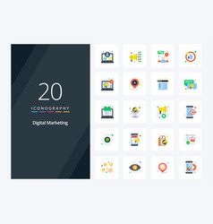 20 Digital Marketing Flat Color Icon For