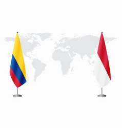 Colombia And Monaco Flags For Official Meeting