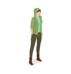 Woman In Green Jacket With Hood Verdant Trousers